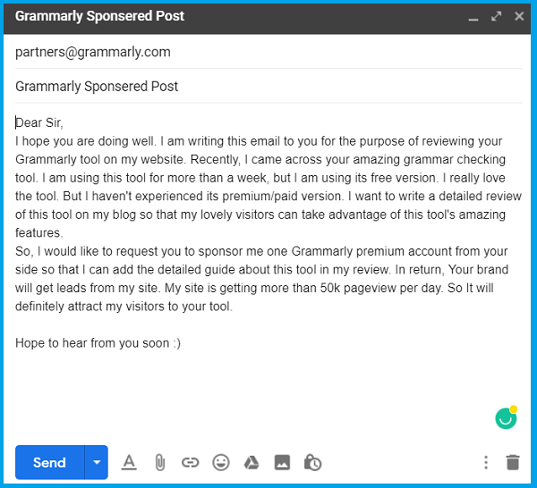 Using Sponsored Posts to Get Grammarly Test Account